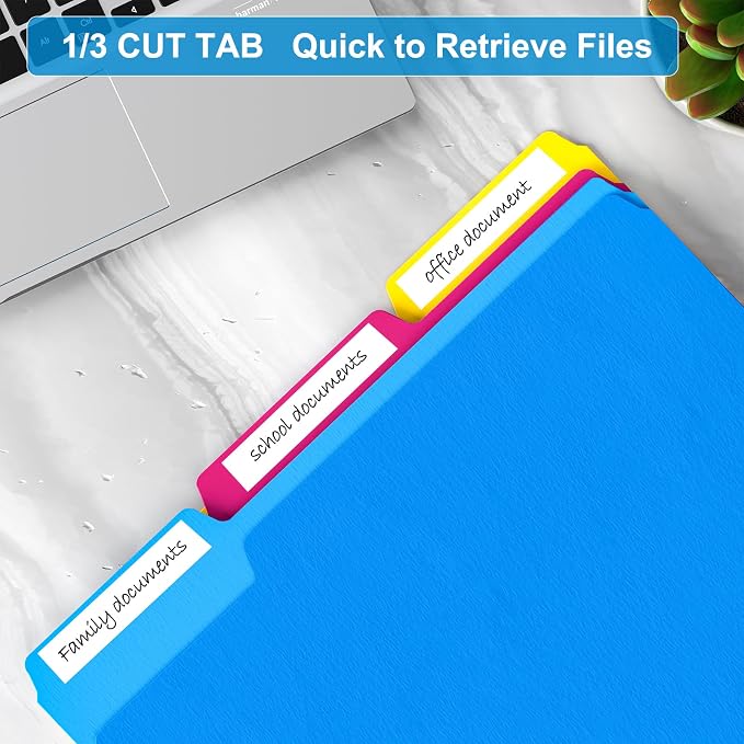 HABGP 150 Pack Manilla Folders 8.5 x 11 Inch, 1/3-Cut Tab Colored File Folders Letter Size, Paper File Folders, Manila Folders Home Office School Supplies for Documents Files, Assorted 5 Colors