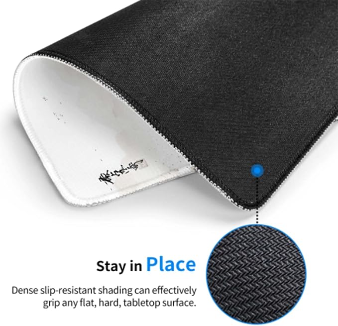 Voltique Mouse Pad Small Desk Mat, White Cat Computer Mousepad with Stitched Edges Non-Slip, Keyboard Mouse Pad for Desktop Office Desk Accessories