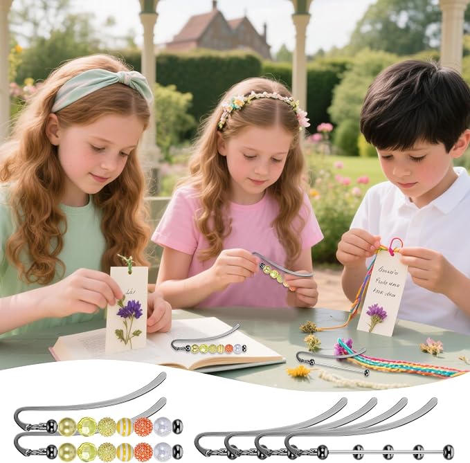 12 Pcs Beadable Bookmarks DIY Metal Bookmark Bar, Metal Beadable Blank Bar Beaded Bookmark Craft Jewelry Pendant DIY Modern, Charm Gifts for Book Lovers, Students, Teachers Office Supplies (Black)