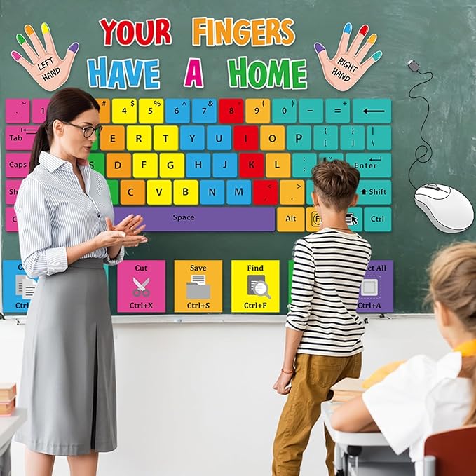 Computer Keyboard Bulletin Board Set Keyboard Shortcuts Bulletin Board Computer Lab Classroom Decorations Your Fingers Have A Home Paper Cutouts for Back to School Classroom Chalkboard Wall Door Decor