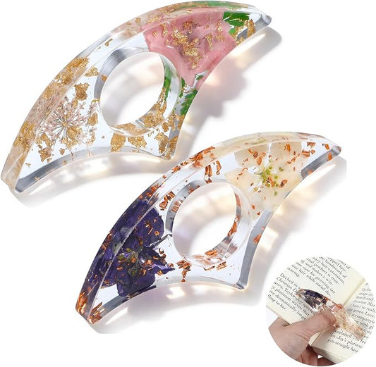 2Pcs Thumb Page Holder Book Page Holder Book Thumb Ring Books Marks for Reading Accessories Transparent Cute Bookmarks for Women Best Friend Friendship Gifts for Books Lovers Teacher Readers