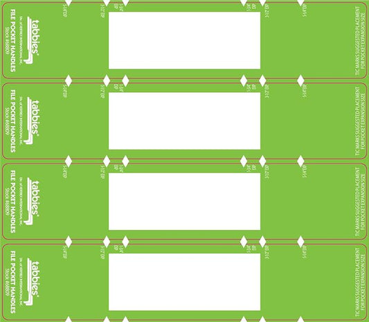 Tabbies File Pocket Handles, 9.63 x 2, Green/White, 4/Sheet, 12 Sheets/Pack