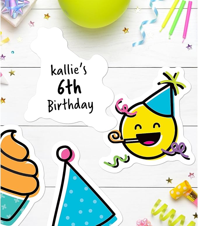 Carson Dellosa Kind Vibes 150-Piece Happy Birthday Cutouts, Colorful Cardstock Balloon, Emoji, and Cupcake Decorations for Party, Bulletin Board, and Classroom Decor