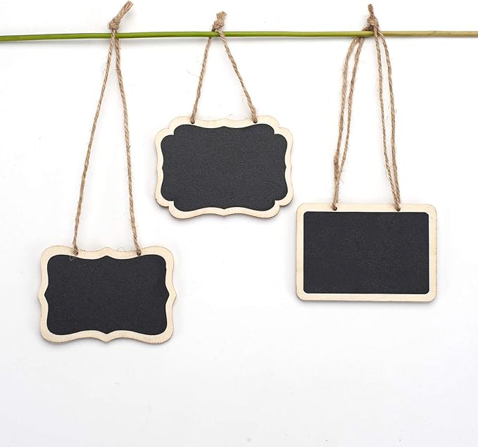 16 Pack Chalkboard Tags for Baskets Message Board Signs with String, Hanging Labels Chalkboard Signs Mini Erasable Chalkboard Labels, Food Labels, Wedding Parties, Price Message Tags