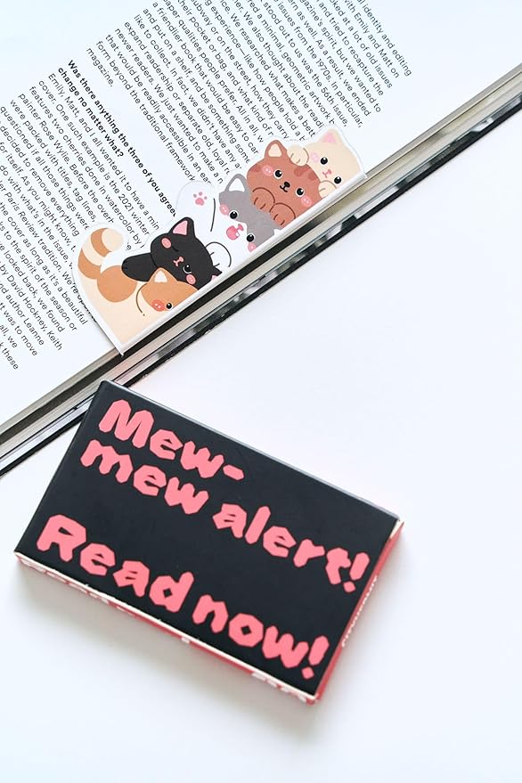 5pcs Cute Magnetic Bookmark, Funny Peeping Cat Book Marker Clip for Kids, Women, Teachers, Students, Book Lovers Gifts, Printing on 2 Side