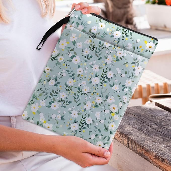 Flower Pattern Book Sleeve,Book Lovers Gifts Waterproof Book Cover for paperbacks with Zipper and Front Pocket Book Pouch for Women Teacher Birthday Graduation Christmas Gifts (Wildflower1601)