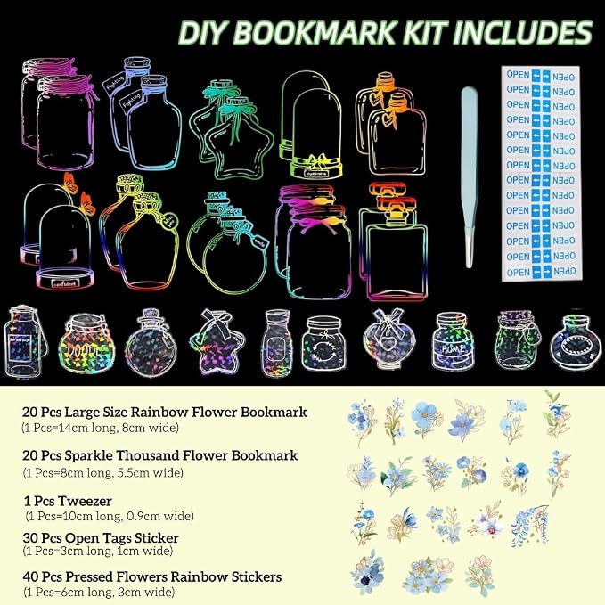 Thousand Flower Bookmark,DIY Rainbow Bookmark Making Kit for Spring Favors