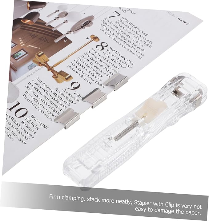 Operitacx 2sets Refillable Desk Stapler with Clip Dispensers Transparent Push Clip Paper Clipper Office Supplies for and Organization