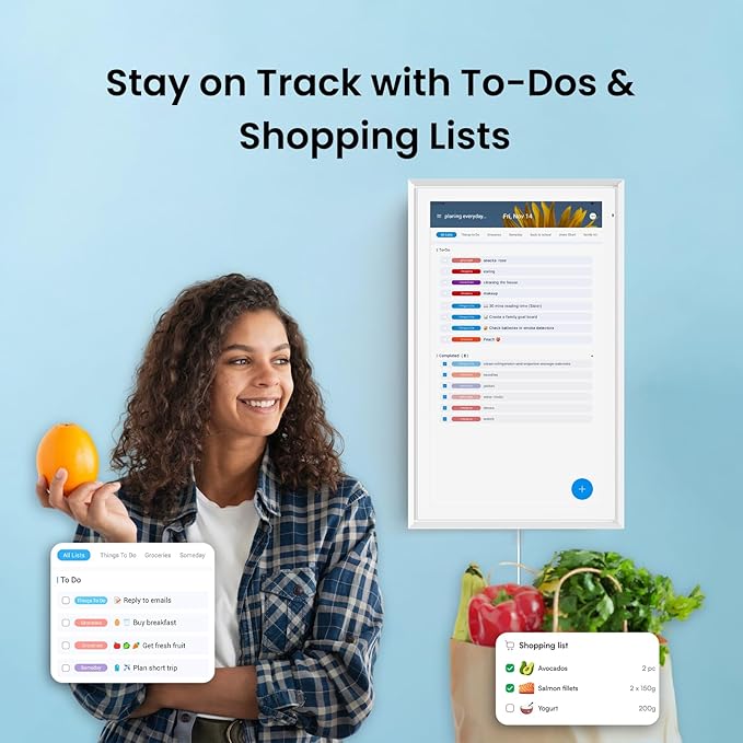 Apolosign 21.5-inch Digital Calendar : Dual Mode Smart Wall Planner, No Subscription, Install Apps, Sync Calendars, Electronic Touchscreen Interactive Display for Family Schedules, Chore Chart (White)