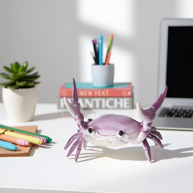 Crab Pen Holder,Cute Storage Rack Creative Desk Pen Stand Weightlifting Crabs Pen Rack Office Home Desktop Decoration Stationery Gift,Pencil Holders Desk Supplies Holders and Dispensers (Purple)