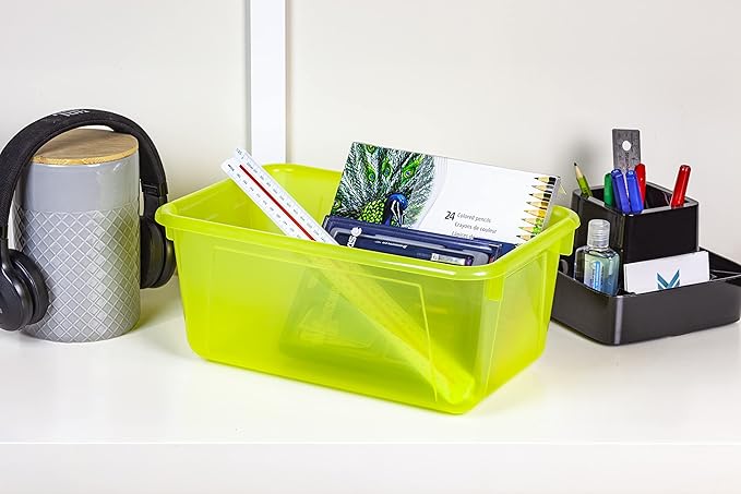 Storex Small Cubby Bin, 12.2 x 7.8 x 5.1 Inches, Candy Yellow, 5-Pack (62476U05C)