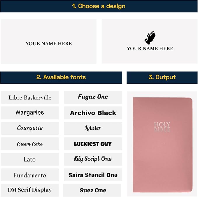 Personalized NIV Bible Faux Leather Small Print Economy Bible with Custom Name at The Lower Right Side & Red-Highlighted Verses, Custom Gift for Christian & Religious Events | Pink