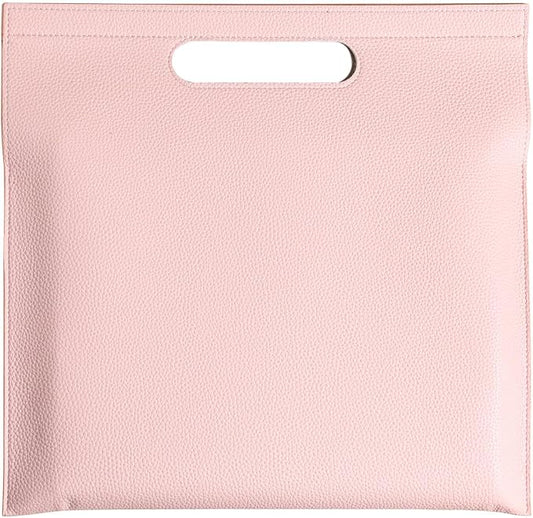 Premium PU Leather Waterproof Document Organizer - Spill-Resistant, Easy to Clean, Multi-Color Options, 13.34x12.56in, Ideal for Students & Professionals (Pink)