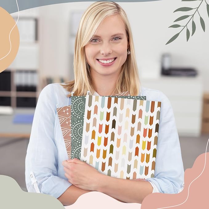 Qeeenar 30 Pcs Boho Hanging File Folders 9.5 x 11.5 in Decorative Cute Hanging Letter Size File Folder with Adjustable Tabs Back to School Gift for Office Home Supplies, 6 Designs(Vintage)