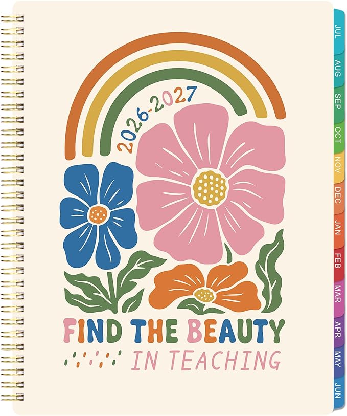 Teacher Planner 2026-2027 - Teacher Lesson Planner 2026-2027, July 2026- June 2027, 8.5" x 11", Good for School Year with Color Tabs, Gradebook, Communication Log & Inner Pocket