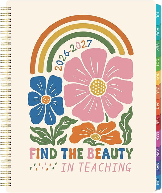 Teacher Planner 2026-2027 - Teacher Lesson Planner 2026-2027, July 2026- June 2027, 8.5" x 11", Good for School Year with Color Tabs, Gradebook, Communication Log & Inner Pocket