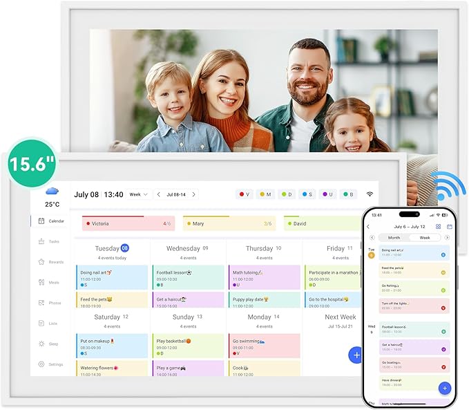 Digital Calendar,15.6 Inch Wall Planner Electronic Calendar&Chore Chart,Smart Wall Calendar Touchscreen Interactive Display for Family Schedules,Great for Organizing Your Routines,Wall&Desk Mountable,The Gift for Mother's Day