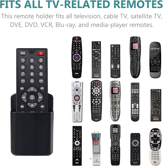3 Packs Remote Control Holder Wall Mount, TV Remote Holder, Self Adhesive Controller Holder, Wall Pen Holder Storage Accessories for Home Office School -Black