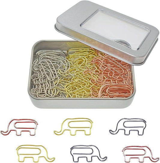 Elephant Shaped Paper Clips Decorative Paperclips, Cute Elephant Office Gifts 60 Pcs