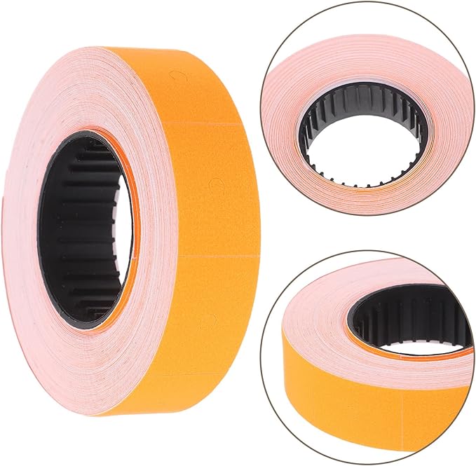 Cabilock 10 Rolls Double Line Price Label Paper Rolls Orange Sticker Price Tags for Accessories 500 Sheets Per Roll Set for Retail and Office Use