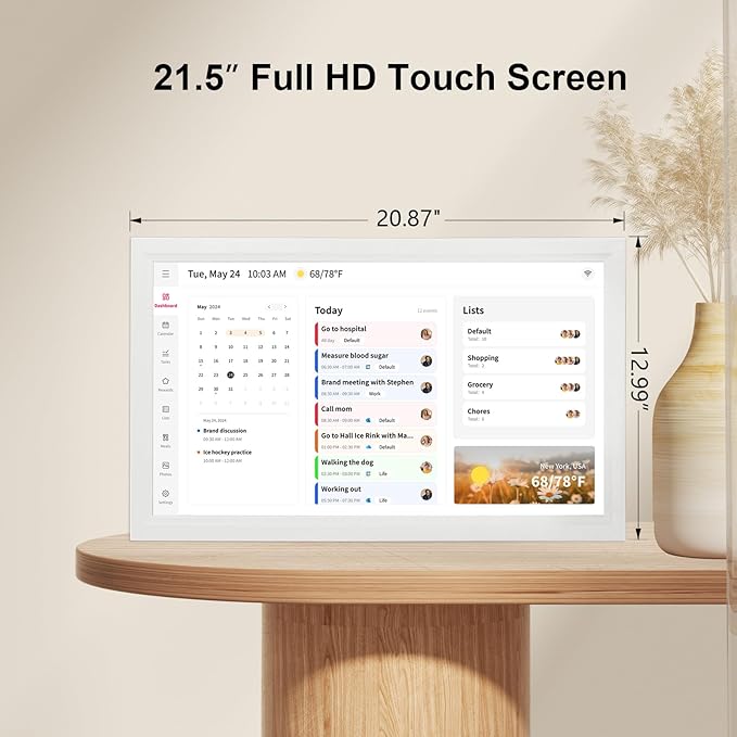 Akimart Calendar: 21.5 inch Wall Planner Digital Calendar & Chore Chart, Smart Touchscreen Interactive Display for Family Schedules, Hearth Display Digital Calendar, Great for Organizing Your 2026 Year