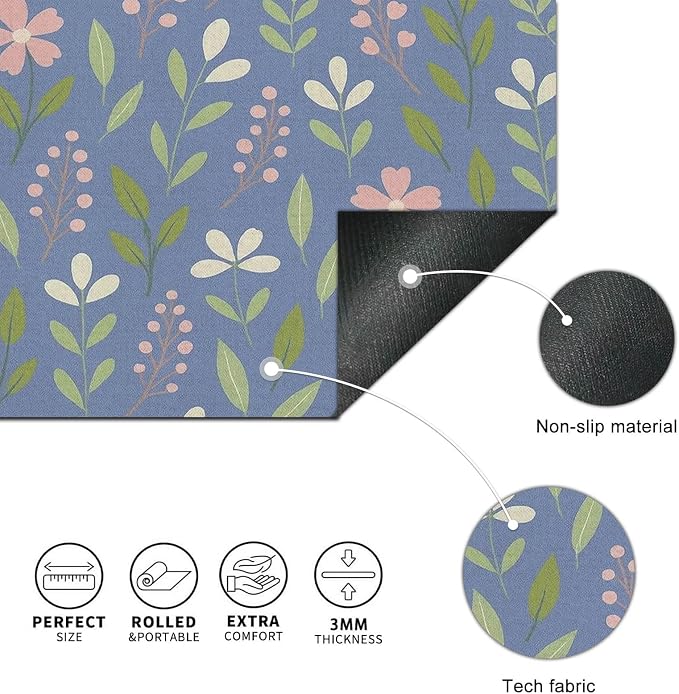 HOMETITUTE Blue Floral Mouse Pad XL Desk Pad 31.5 x 11.8 Inch Large Extended Keyboard Mat Non Slip Computer Mouse Pads Waterproof Desk Mat for Office Home Accessories Gaming Workspace