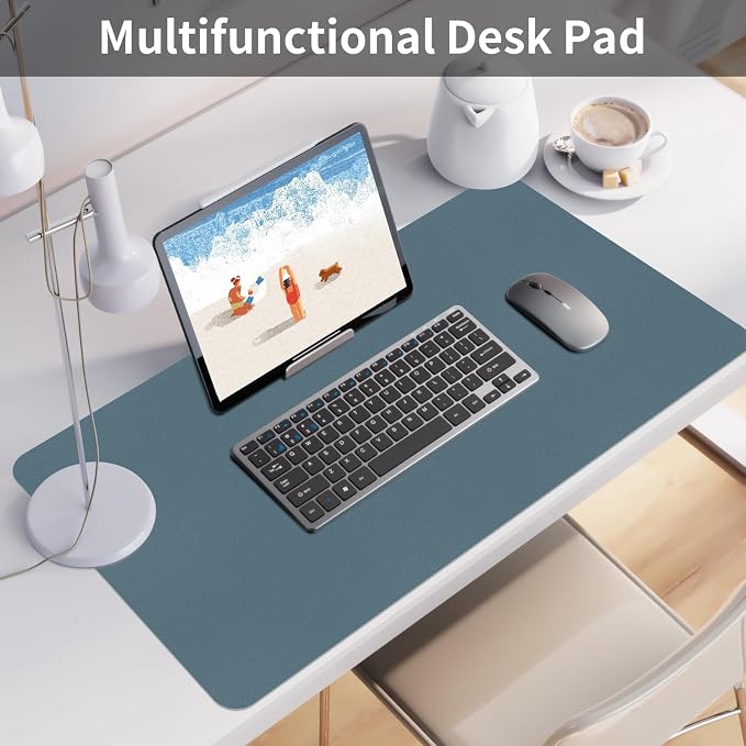 Bloss Light Blue Desk Mat 31.5x15.7, Desk Matt for Desktop, Waterproof Large Desk Mat, Computer Mat for Office/Home/Decor