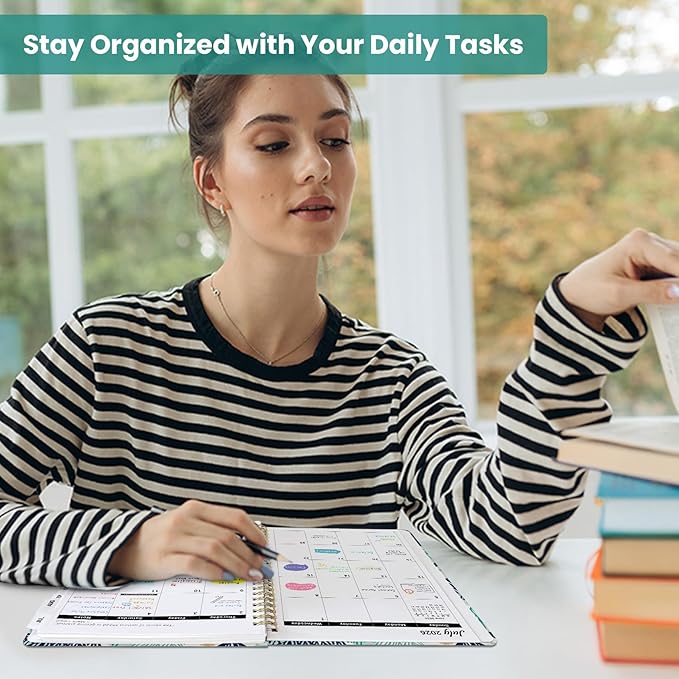 2026–2027 Academic Planner, Weekly and Monthly Planner for Women, July 2026 - June 2027, Pretty Hardcover 2026–2027 Academic Planner with Tabs, Inner Pocket, Spiral Bound, Perfect Office Home School Supplies - 6.3" x 8.5", Drifting Whales