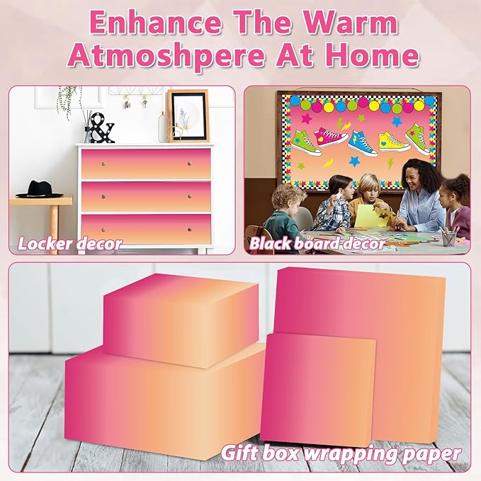 Pink and Orange Color Wash Bulletin Board Paper Roll Bulletin Board Background Paper Back to School Classroom Decor Poster for Art Craft DIY Projects Home Office Classroom Party Supplies 17.7in x 20ft