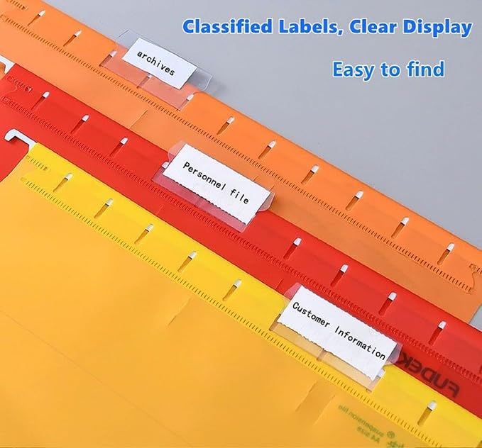 Folder Labels,50+50 Sets of Hanging Folder Label Tabs and Inserts for Hanging Folders for Quick Identification, (2 in， Clear)