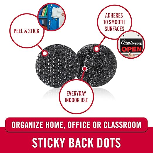 VELCRO Brand Sticky Back Hook and Loop Fasteners, Perfect for Home or Office, 5/8", Pack of 15, Black, Coins