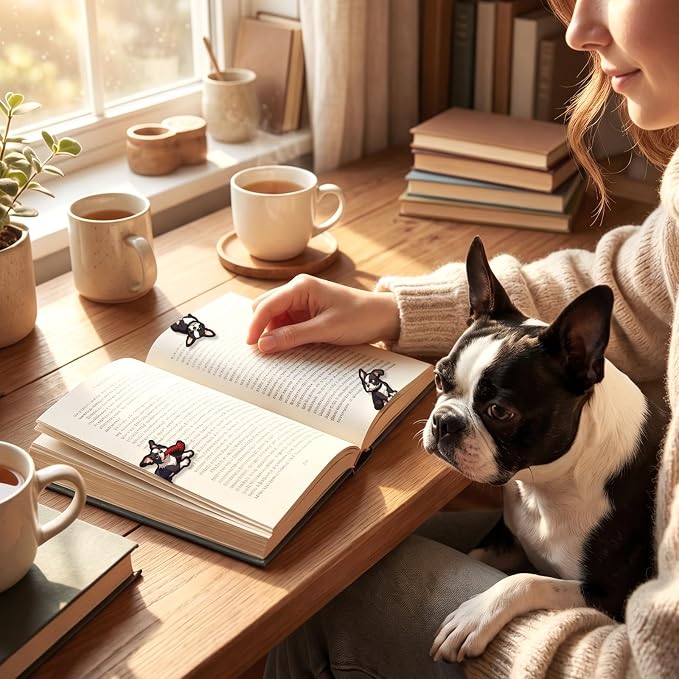 Magnetic Bookmarks 15Pcs Boston Terrier Dog Bookmark, Cute Animals Bookmark for Dog Lovers and Pet Owners, Book Lovers Gifts, Funny Dog Book Marks for Reading Lovers, Women,Kids