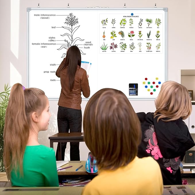 Magnetic Dry Erase Board 60x40 Inches, Foldable Whiteboard with Silver Frame for Classroom, Office and Home - 5x3.5 Ft, Non-Glare Surface, Full Magnetic Accessory Kit Included