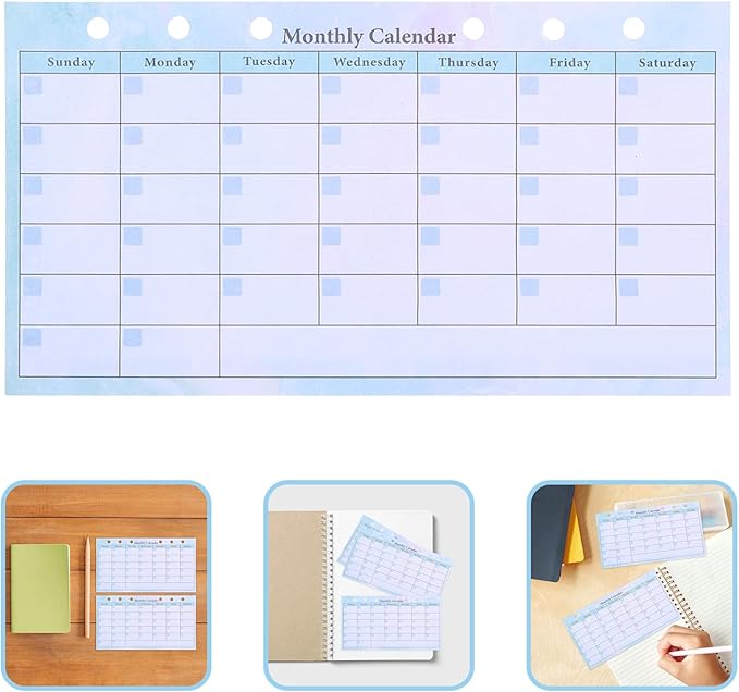 Veemoon Monthly Planner Refill for 6-ring Binder A6 Size with 14 Undated Gradient Color Sheets, Monthly and Weekly Calendar Inserts for Budget, Meal Planning, and Home Organization