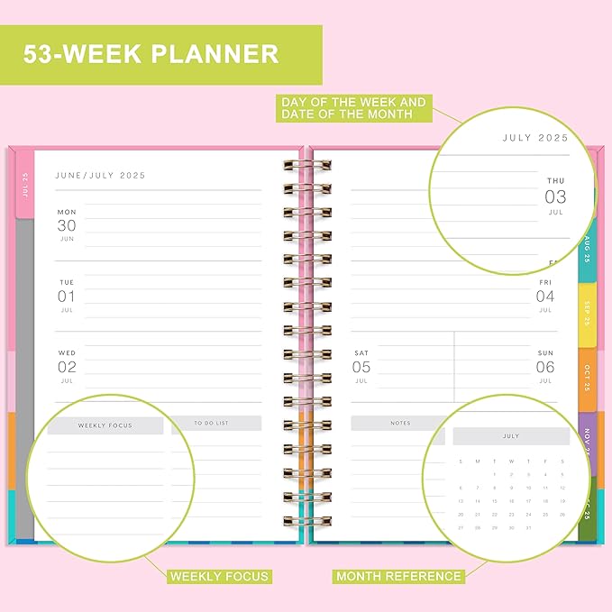 And Per Se Student Planner 2025-2026, Academic Planner July 2025 - June 2026, 8.5" × 6.2", Weekly & Monthly Lesson Plan for Students with Colorful Tabs & Stickers (Stripe)