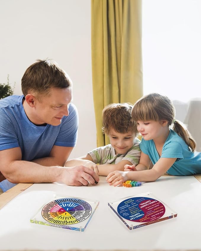 2 Pieces Acrylic Feelings Wheel & Needs Wheels Emotions Wheel Mental Health Tool for Home/Office/School Education Supplies School Classroom Decor