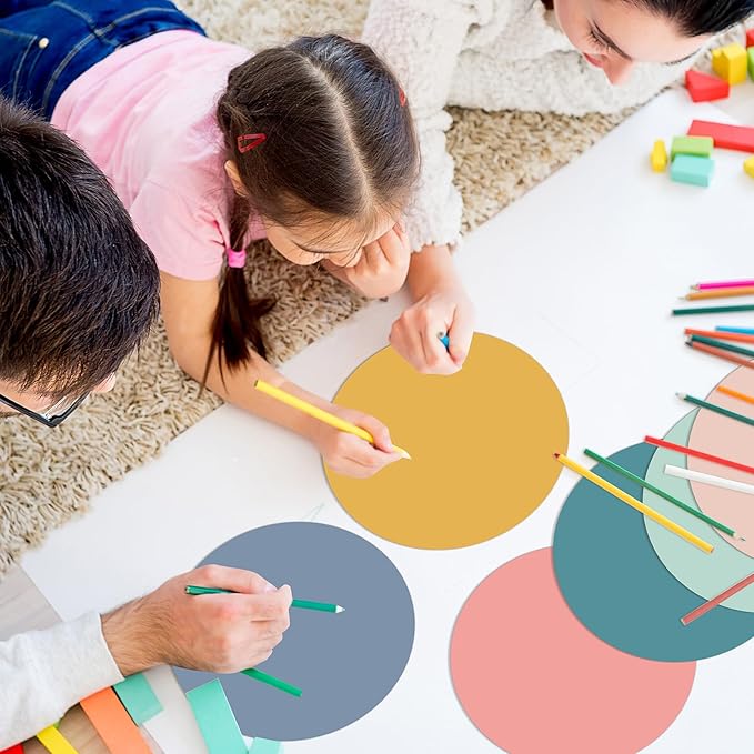 Lincia 24 Pack Colorful Erase Dots Circles 10.5 Inch Removable Vinyl Spot Dry Erase Desktop Writing Spots Set for 100th Day of School Classroom Table Teacher Students Home Desk Wall (Fresh Colors)
