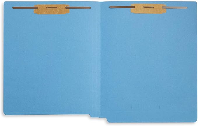 Blue Summit Supplies 50 Blue End Tab Fastener File Folders - Reinforced Straight Cut Tab - Durable 2 Prongs - Organize Standard Medical Files, Receipts, Office Reports - Letter Size, Blue, 50 Pack