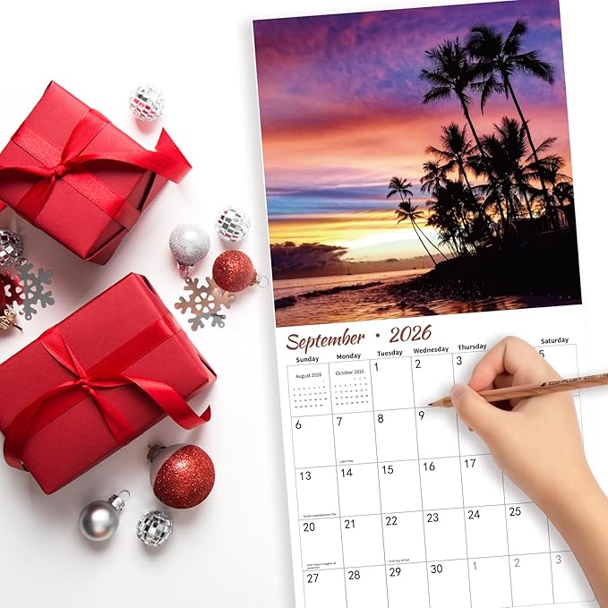 2026 Wall Calendar Hawaii, 12 Months Hangable Wall Calendars, 12" x 24" (Open), Thick Glossy Paper, Organizing & Planning