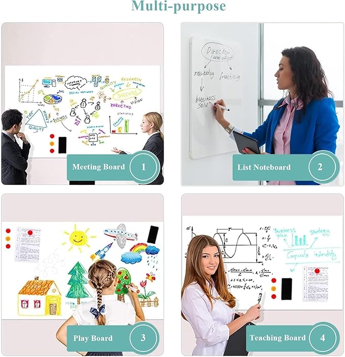 White Board Adhesive Contact Paper, 60" x 40" Stick on Magnetic Whiteboard Roll, Dry Erase Board for Wall, Easy to Write and Clean Magnetic Board for Kids, Office, Home, with Marker, Eraser