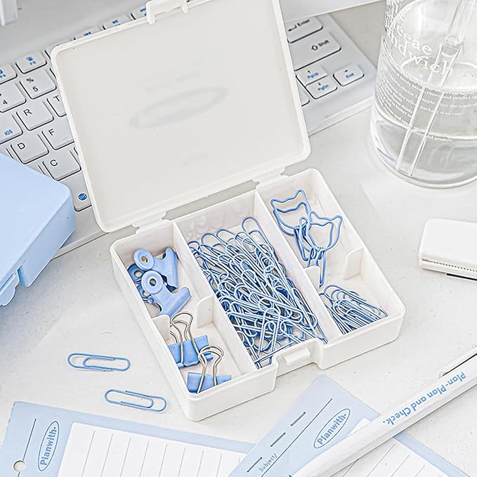 8Pcs Supplies Set Includes Hole Puncher Stapler Staple Scissors Staple Remover Marker Tape Packed in Storage Case Stapler and Paper Clip Set