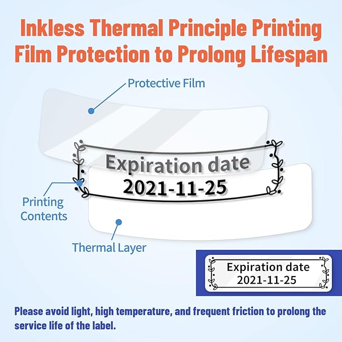 D30 Clear Thermal Label - Label Maker Paper Transparent Label Thermal Printer Paper Self-Adhesive 14x25mm/0.55x0.98in for Name Price Storage, Compatible with Memoking/Phomemo D30 Label Maker, 3 Rolls
