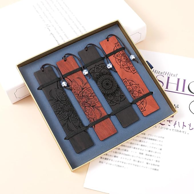 4 pcs Book Marks Set, Boho Book Markers, Bookmarks for Men Women Book Lovers Bookworm (Mandala Set)