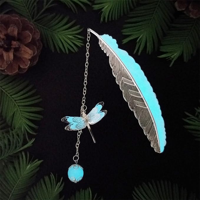 Luminous Bookmark, Retro Glow in The Dark Reading Bookmarks for Women Men Lovers,Book Markers with Pendant Holiday Gifts