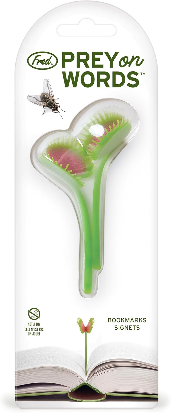 Genuine Fred Prey ON Words Venus Flytrap Bookmarks, Set of 2 Page Markers, Soft and Flexible Silicone, 3" Tall, for Plant and Book Lovers