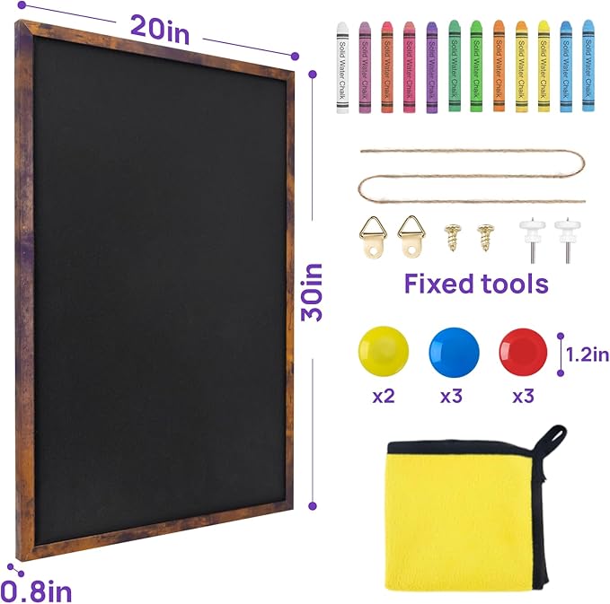 Magnetic Chalkboard, 20x30 Inches Blackboard for Wall, Black Dry Erase Board for School, Office, Home, Bar and Restaurant Menu