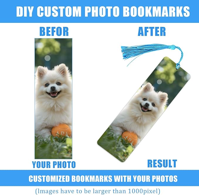 Custom Bookmark, Personalized Double-Sided Bookmark with Text & Photo, Customizd Book Mark Gift for Book Lovers, Women, Men, Birthday, Christmas, Anniversary Present