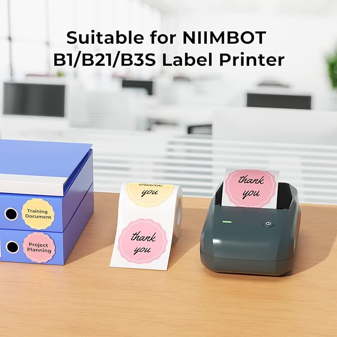 NIIMBOT Thermal Stickers, 200 Round Labels for B21/B1/B3S Label Printer, 1.34'' x 1.34''(34x34mm), Waterproof, Oil-Proof Label Tape