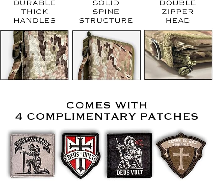 Tactical Bible Case For Men, Bible Cover For Men, Gift For Women, Bible Book Cover, Bible Cover Case With Patches, Great Christian Gift for Friends and Family