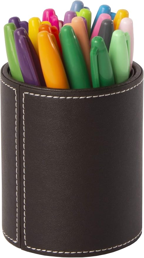 Osco BPUPP1 Faux Leather Pen Pot - Brown